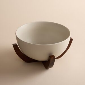 Terra keramische kom Ø 23 cm met acaciahouten houder